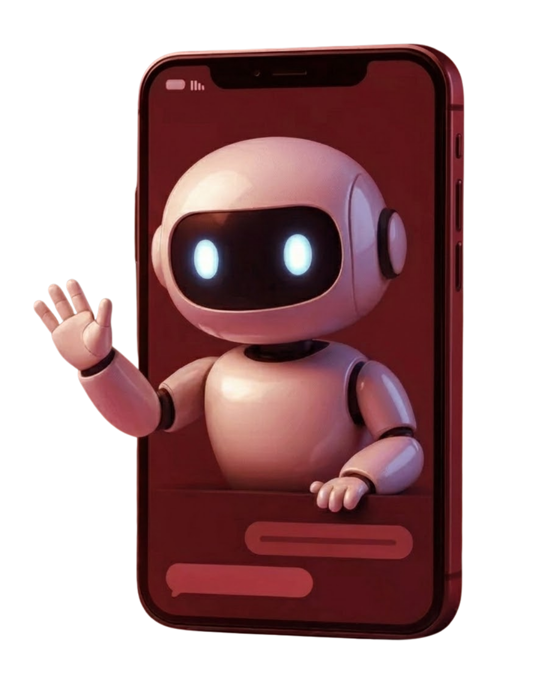 Celular moderno com interface de IA futurista